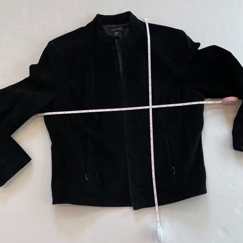 Valerie Stevens Black Suede Motocycle Jacket, Pockets, Size XL - Picture 9 of 12
